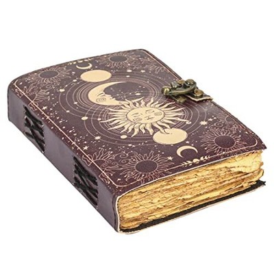 Sun & Moon Vintage Leather Journal for Men & Women 200 Pages of Antique Handm...