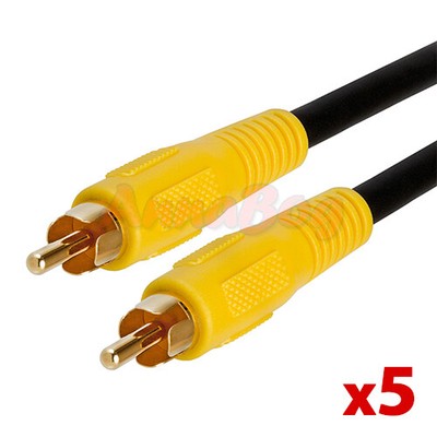 5PCS 6FT RCA Male to Male Cable Digital Coax Coaxial Audio Video Subwoofer Cord