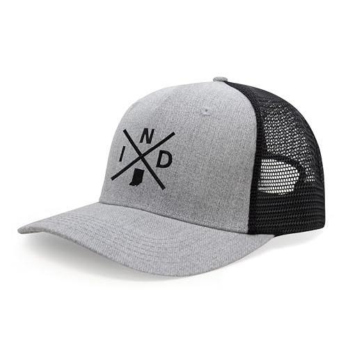 Indiana IND Hat for Men Women - Snapback Trucker Baseball Cap (Grey/Black)