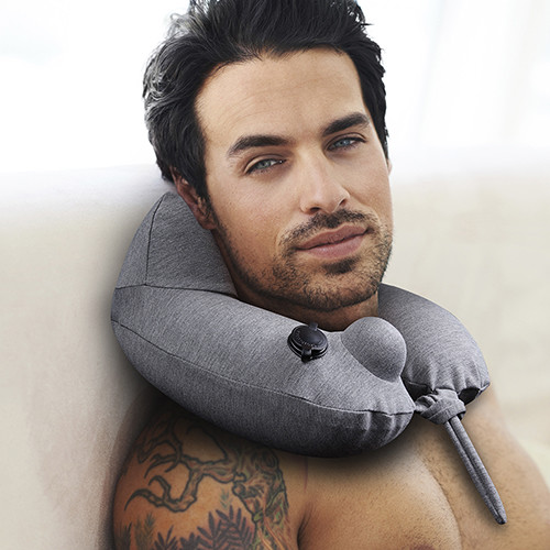 Inflatable Travel Pillow Neck Support 3D Hump Design with Packsack