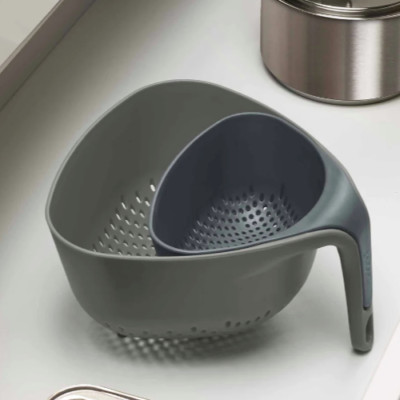 Joseph Joseph Nest 2 Piece Colander Set, Gray Space Saving Kitchen Gadgets NEW