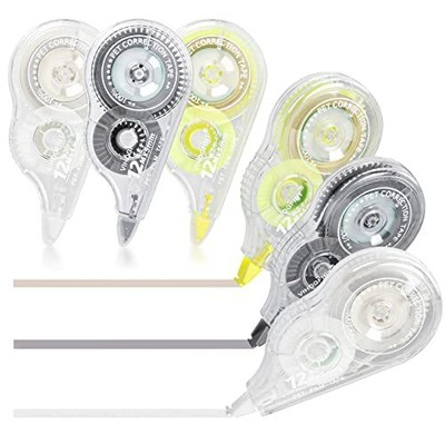 Correction Tape, White & Grey & Cream Yellow 3-Color Combo White Out Tape for...