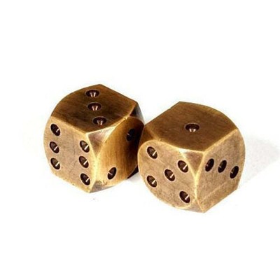 Dice Solid Brass With Antique Finish and Rounded Corners (Set Of 2)