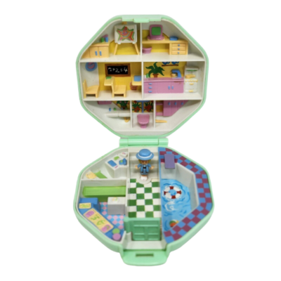 VINTAGE 1990 BLUEBIRD POLLY POCKET SCHOOL HOUSE PLAYSET MINT GREEN