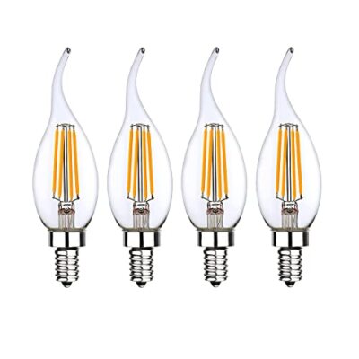 Low Voltage 12V 24V Candelabra E12 Base LED Light Bulb Flame Tip 40Watt Equiv...