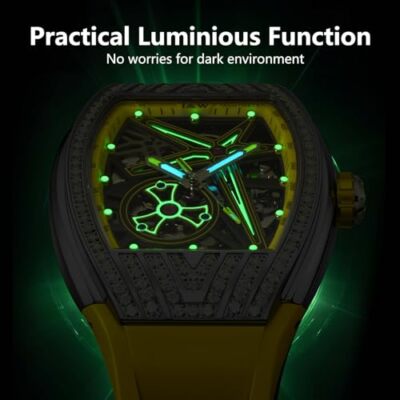 Pre-owned Carnival Men's Wine Barrel Fully Automatic Mechanical Watchluxury Sport Water... In 759-yellow