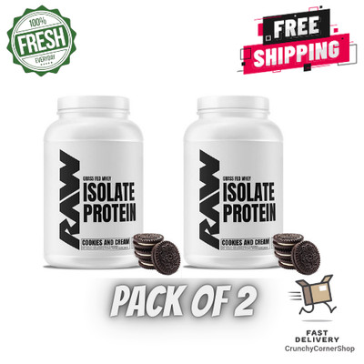 2 Pack RAW Nutrition 26g Whey Isolate Protein Powder, Cookies and Cream 1.97 lbs