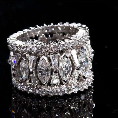Fashion Women 925 Silver Filled Cubic Zircon Ring Wedding Rings Size 6-10