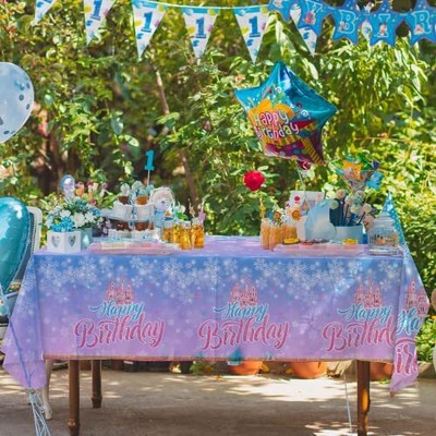 3 Pack Snowflake Tablecloth Blue Pink Frozen Castle Tablecloth Dream Castle