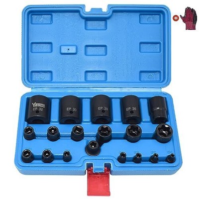 19pcs External Torx Plus Socket Set, with Tesla, 6 Point EP Socket 1/2'' 3/8'...