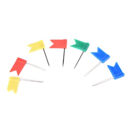 50X Flag Marker Shape Map Pins Cork Notice Board Push Pin Assorted Office IJN-ls