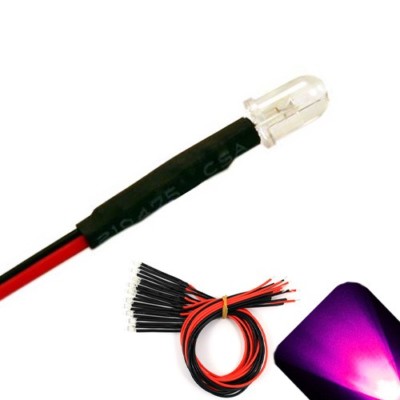 20 x Pre wired 12v 5mm Pink LEDs Prewired 12 volt DC LED RC 10v 11v 13v 14v 15v
