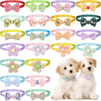 22 Pack Dog Bow Tie Dog Flower Collar Adjustable Bowtie Dog Collar Flower Fresh