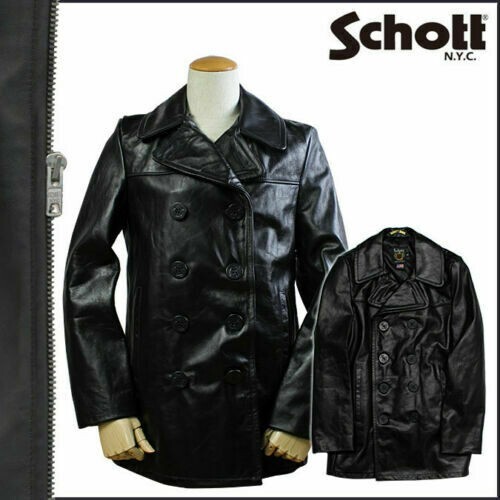 SCHOTT BROS. PEAJACKET サイズ40（L）ブラック SCHOTT BROS. PEAJACKET サイズ40（L）ブラック Leather Naval