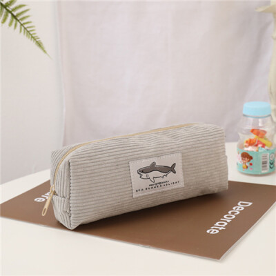 Shark Pencil Case Corduroy Pen Case Stationery Lovely Pencil Case Pencil Pouch