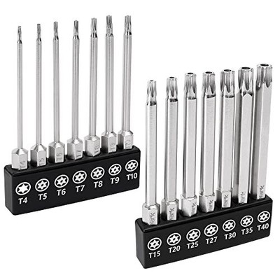 14PC Security Torx Bit Set 3'' Long Tamper Proof Star Screwdriver Bit Set 1/4''...