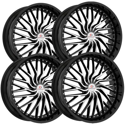 (4) Cavallo CLV-43 20x8.5 5x4.5''/5x120 +35mm Black/Machined Wheels Rims 20'' Inch