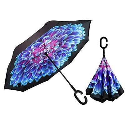Umbrella,Inverted Reverse Upside Down Umbrellas with C-Shaped Handle, Anti-UV...