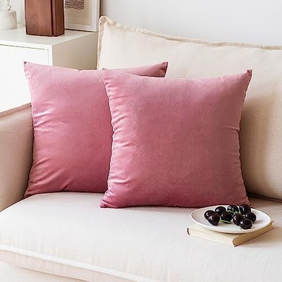  Decorative Throw Pillow Covers Pack of 2, Velvet Throw 20x20 inch Dusty Pink