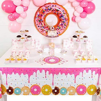 GGDE 1 Pcs Donut Dessert Theme Party Plastic Table Cover Birthday Party Decor...