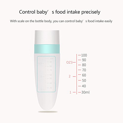 Burabi Silicone Squeeze Feeding Spoon, Baby Food Dispensing Spoon with Dust BPA