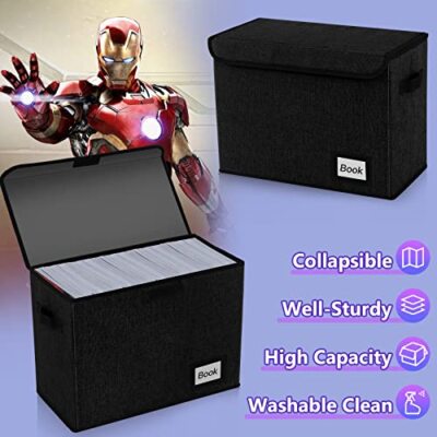Book Storage Box Collapsible Comic Short Heavy Duty Comic Books Bin Container