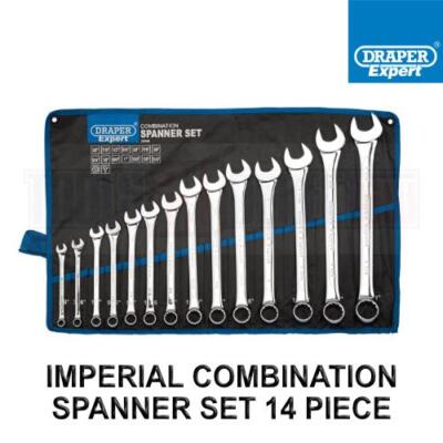 Draper Expert HI-TORQ Imperial Combination Spanner Set 14 Piece 3/8 - 1.1/4'' AF