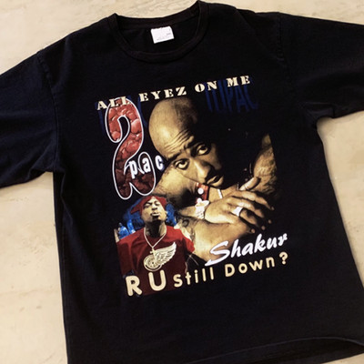 Tupac  All Eyez On Me   I Wonder If Heaven Got A Ghetto  2 Sides Vintage T-Shirt