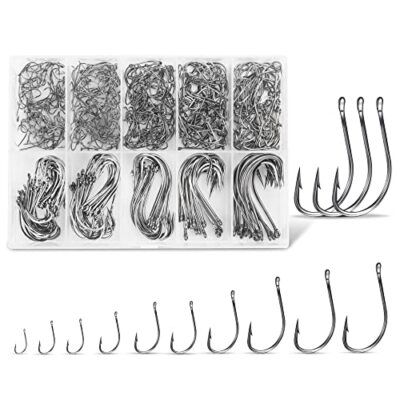 Carbon Steel Fishing Hooks 500 Pcs, Fishing Hooks Assortment for Saltwater