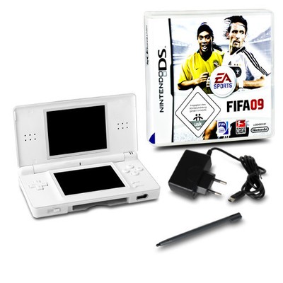 Image Ds lite konsole Weiss #71a + Semblable à Câble de Chargement + Jeu Fifa 09/2009 Image Ds lite konsole Weiss #71a + Semblable à Câble de Chargement + Jeu Fifa 09/2009