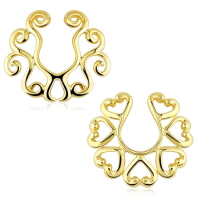 Brustpiercing Intimpiercing Klemmring Schild Tribal Nippelring vergoldet