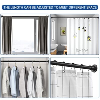 BRIOFOX Industrial Shower Curtain Rod - 2-in-1 Design Tension Curtain Rod - N...