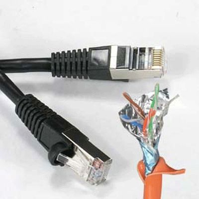 Black 1/2-40'Ft Cat5E Giga Lan Network Ethernet CMX Outdoor FTP Shielded Cable 