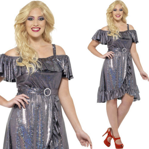 Silver Dress Costumes 1970s Theme for Women
