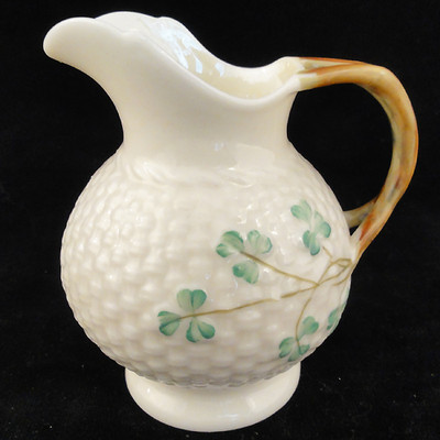 SHAMROCK TOY CREAMER 4'' tall by Belleek  NEW NEVER USED made in Ireland LUSTRE