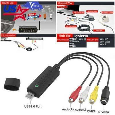 Video Capture Card VCR VHS to Digital DVD Converter Fit for Windows 10 8
