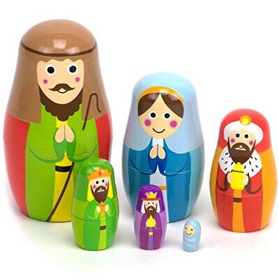 Christmas Nativity Wooden Nesting Dolls Toy Set by Imagination Generation