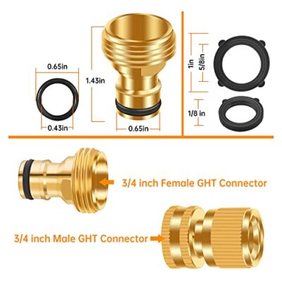 6 Pack Garden Hose Quick Connector, No-Leak 3/4 In GHT Thread Fitting Water Hose
