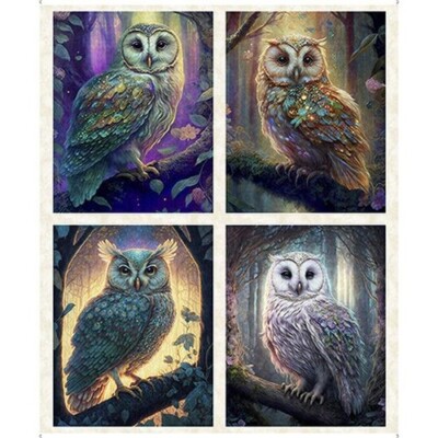 Mystic Owls By Quilting Treasures - Cream Owl Panel  #30033-E