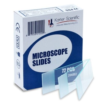 Microscope Slides, Ground Edges, Frosted, 90 Corners, 3x1 KarterSci (Pack of 72)