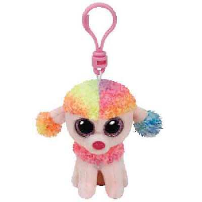 Ty Beanie Boos 5" Rainbow Multicolor Poodle Plush Backpack Keychain Clip 
