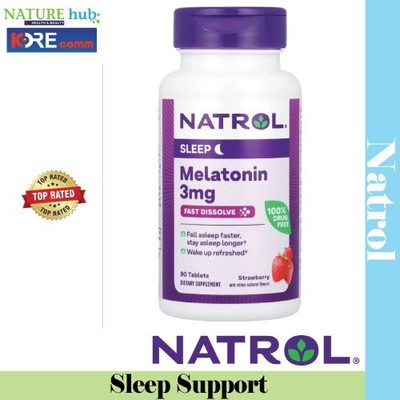 Natrol, Melatonin, Fast Dissolve, Strawberry, 3 mg, 90 Tablets
