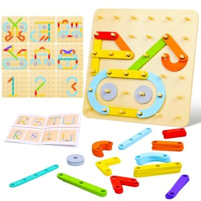 DAOUZL Montessori Pegboard Puzzle, Geometria Tavola Forma Puzzle con (G7N)