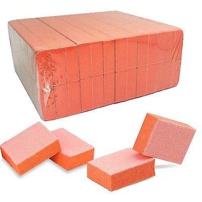 Nail Buffer Mini Block Files 80/100 Grit for Acrylic Nails 130 Count Orange