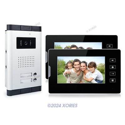 2-Apartment Video Door Phone Intercom 2Pcs 7'' Color Monitor IR Camera Unlock