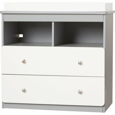 Diaper Changing Table Baby Nursery Dresser Organizer Storage Drawer Gray White