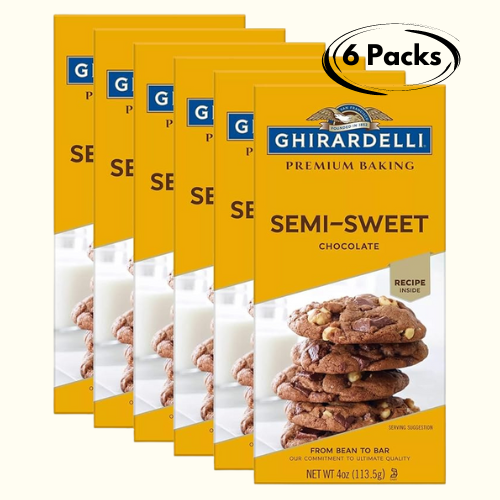 Ghirardelli Chocolate Baking Bar, Semi-Sweet Chocolate, 4-Ounce Bars - PACK OF 6