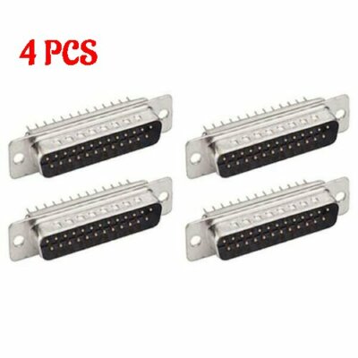 4 Pcs Pack DB25 25 Pin Male D-SUB Solder Cup Connector Adapter Plug Assembly