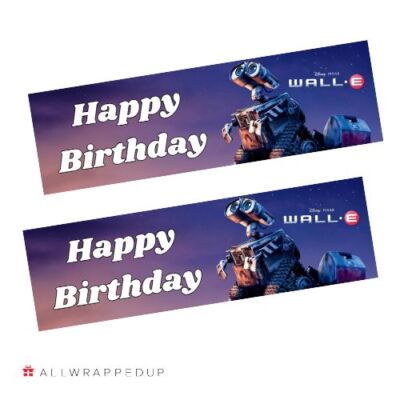 ECO, 2x unofficial Personalised Wall - E Happy Birthday banners,1mx30cm, Space
