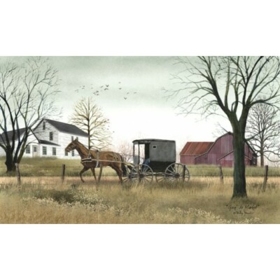 NEW Billy Jacobs Canvas Print Picture GOIN TO MARKET 6''x10'' Country Amish Buggy 